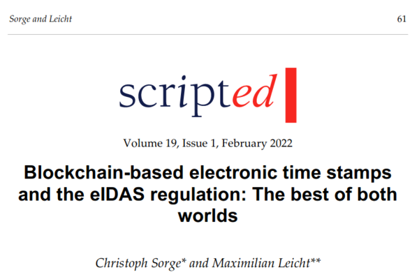 Screenshot des Beitrags von Sorge und Leicht "Blockchain-based electronic time stamps and the eIDAS regulation: The best of both worlds"