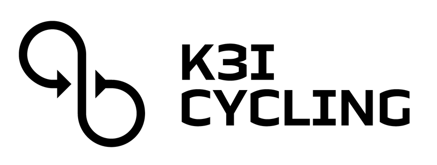 Logo des Projekts K3I-Cycling: ein zu einem Unendlichzeichen gebogener Pfeil, daneben der Titel des Projekts